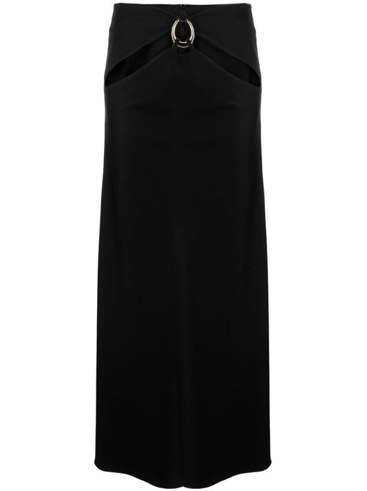 Black Cut-out Wool Maxi Skirt