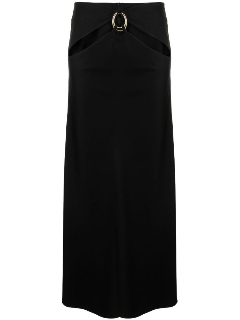 Black Cut-out Wool Maxi Skirt