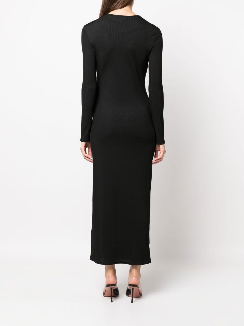 Black Cut-out Ribbed Knit Midi Dress