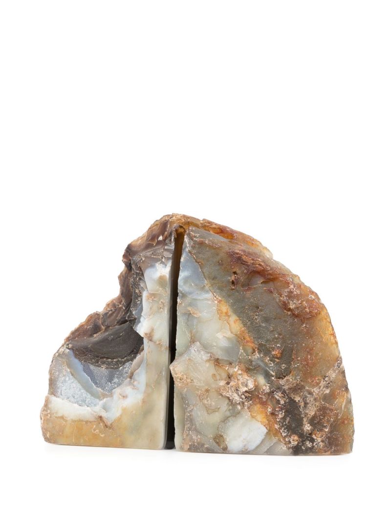 Brown Natural Agate Crystal Bookend Set