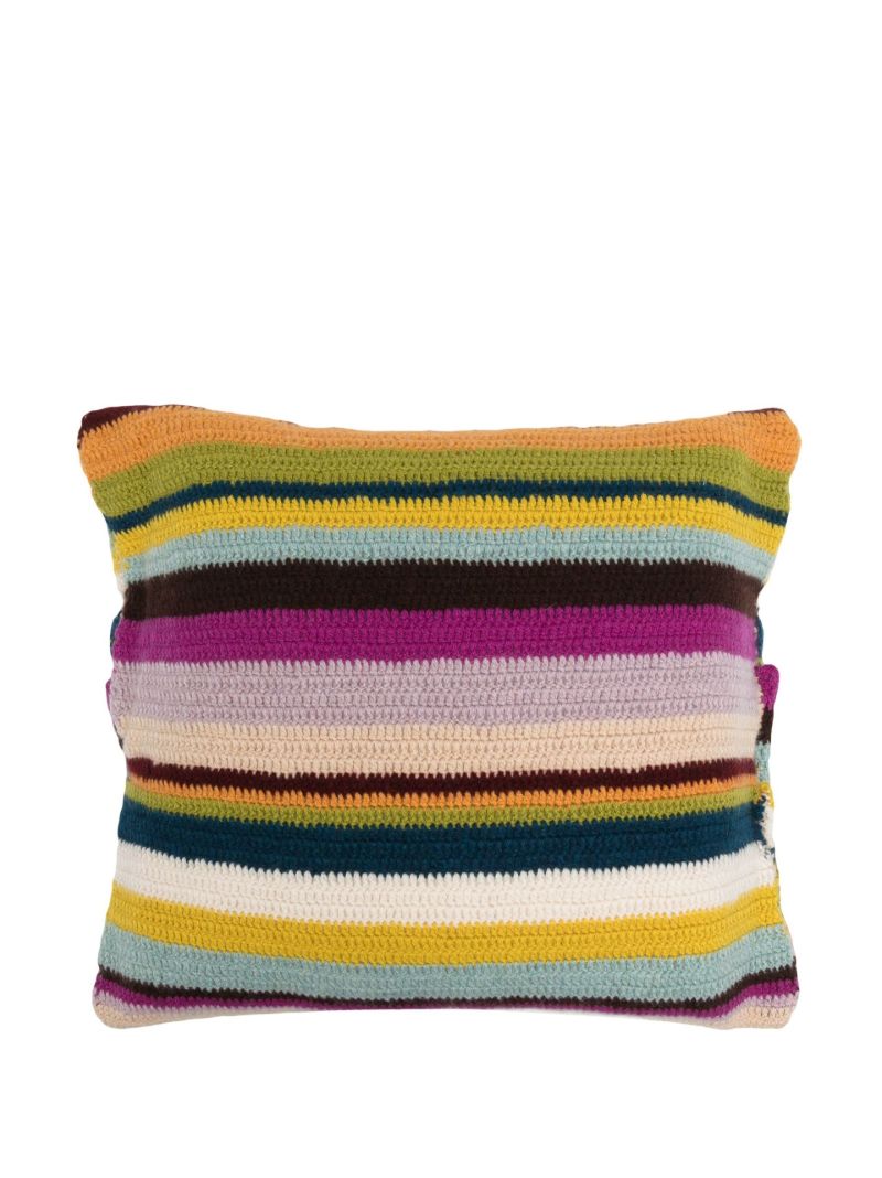 Green Busy Stripe Cashmere Pillow