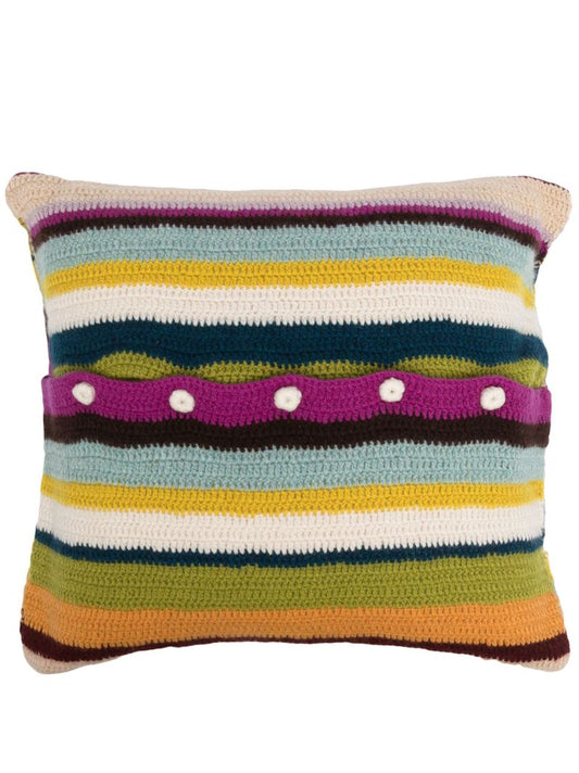 Green Busy Stripe Cashmere Pillow