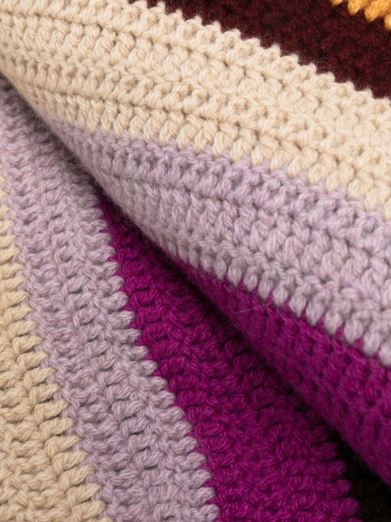 Yellow Busy Stripes Cashmere Crochet Blanket