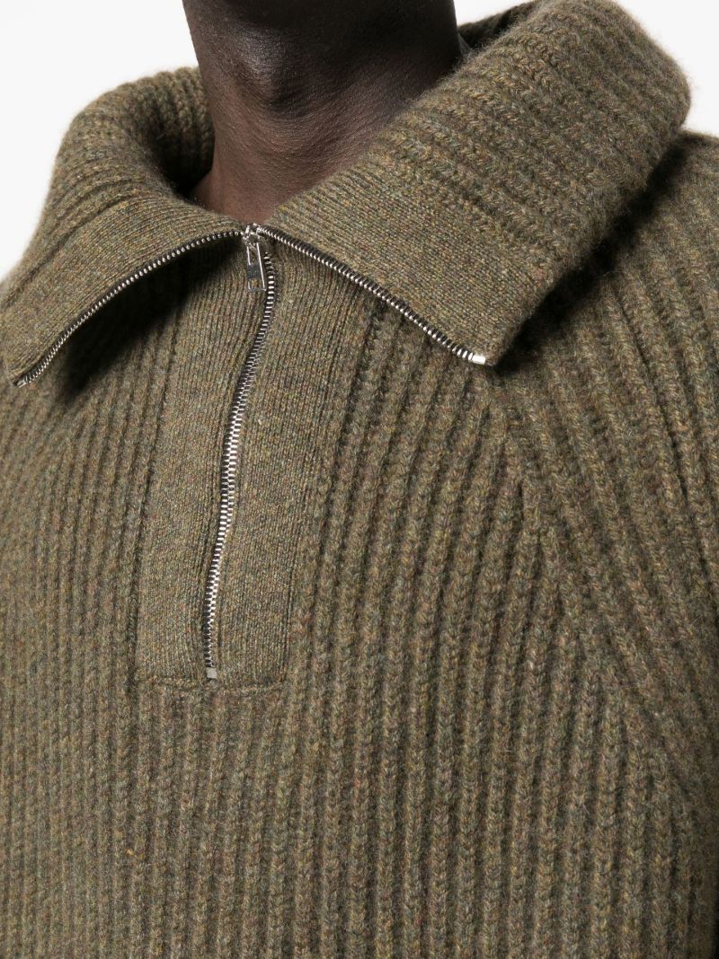 Green Michel Half-zip Cashmere Sweater