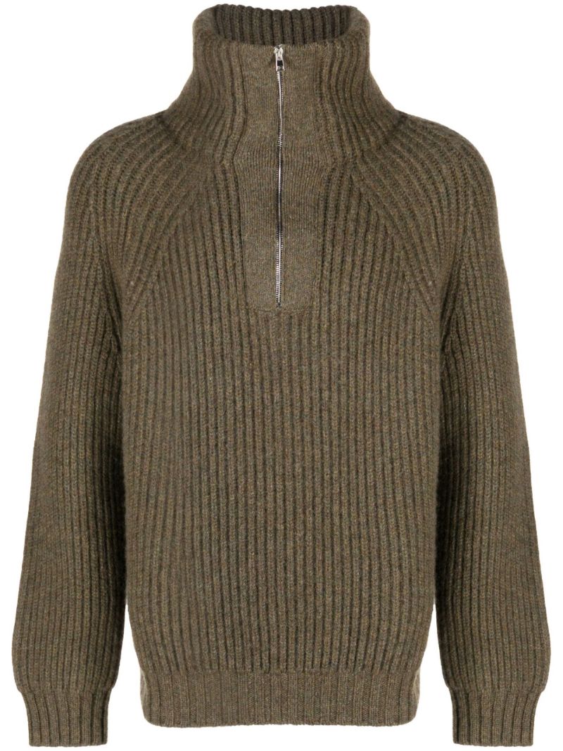 Green Michel Half-zip Cashmere Sweater
