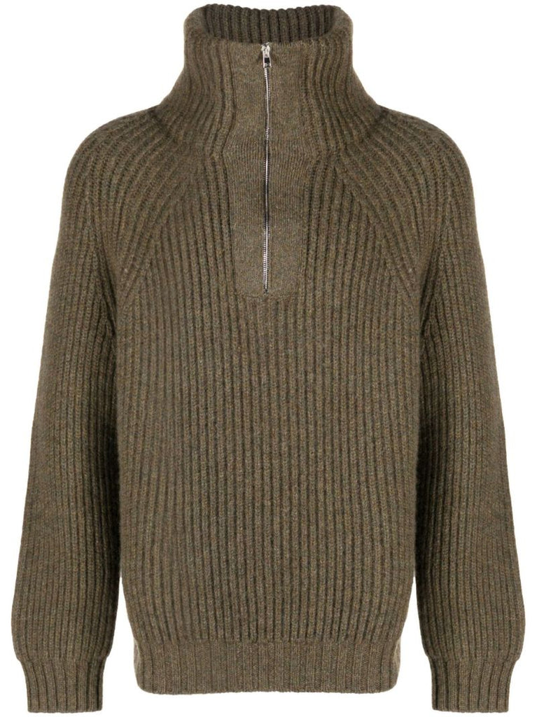Green Michel Half-zip Cashmere Sweater
