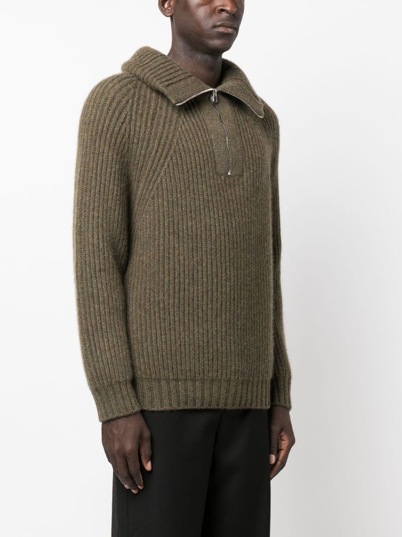 Green Michel Half-zip Cashmere Sweater