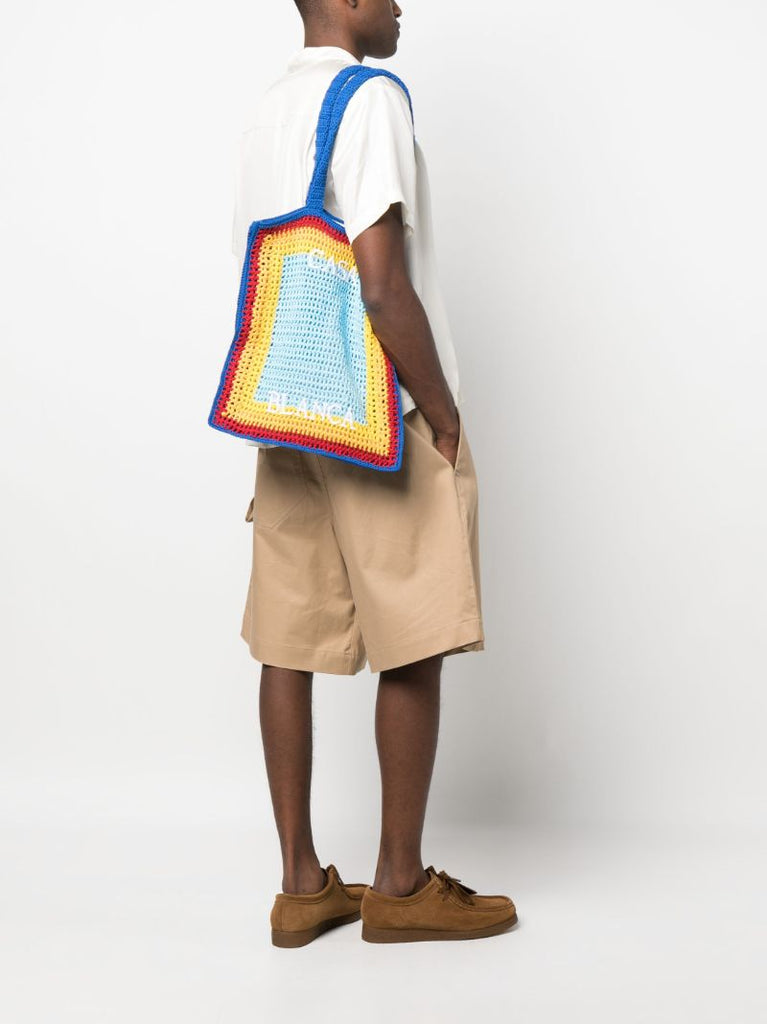 Blue Arch Logo-embroidery Crochet Bag