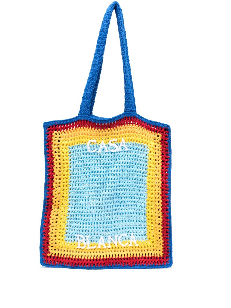 Blue Arch Logo-embroidery Crochet Bag