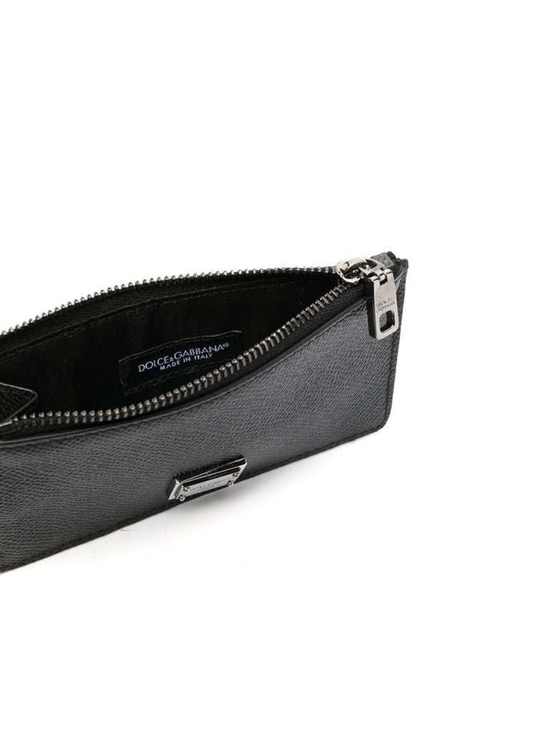 Black Logo Plaque Leather Card Holder