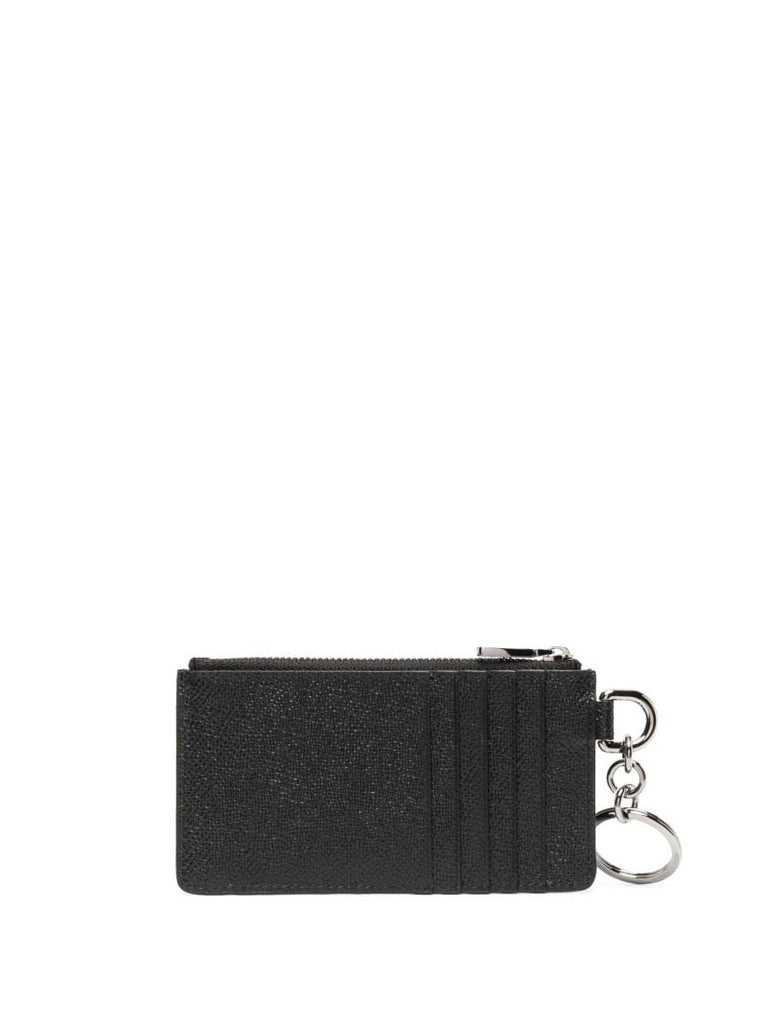 Black Logo Plaque Leather Card Holder