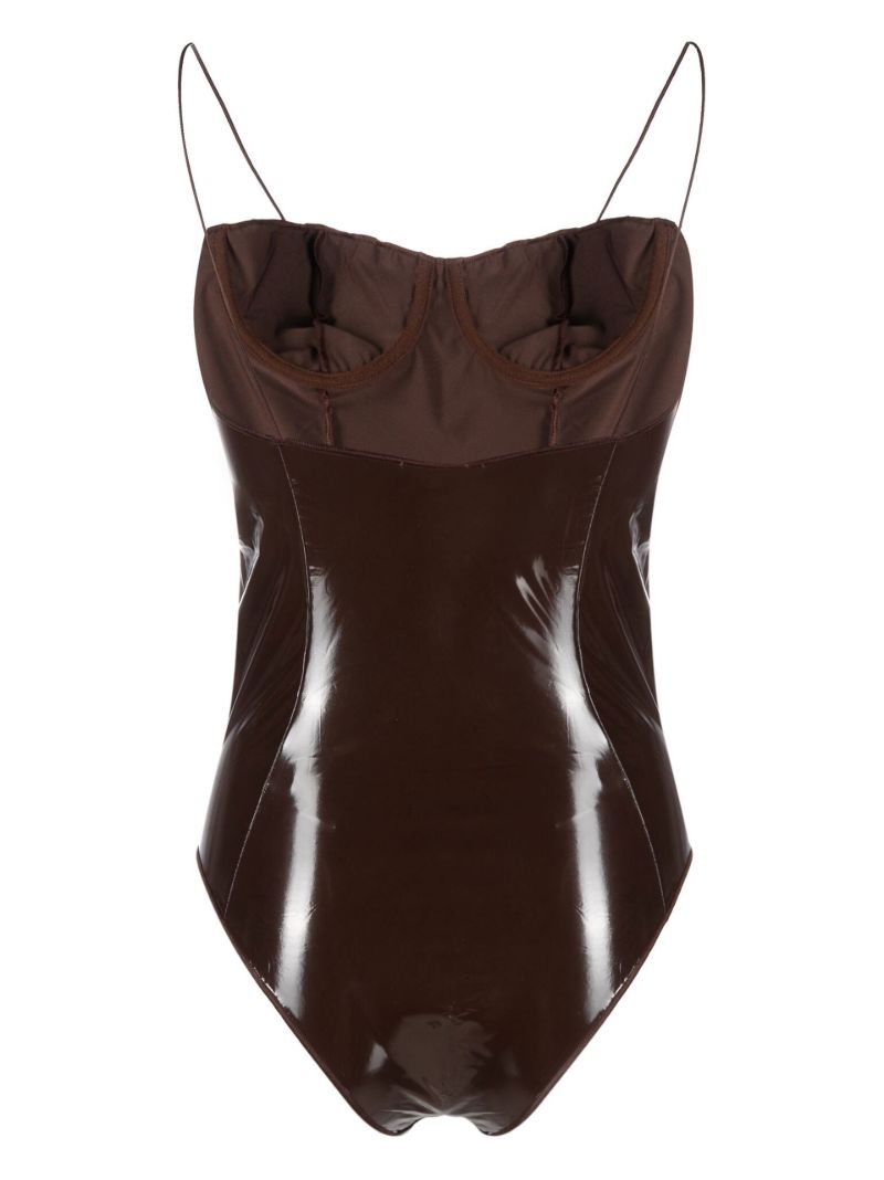 Brown Latex Balconette Swimsuit