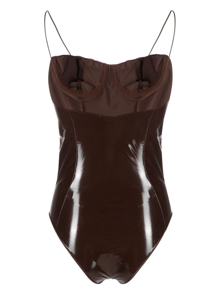 Brown Latex Balconette Swimsuit
