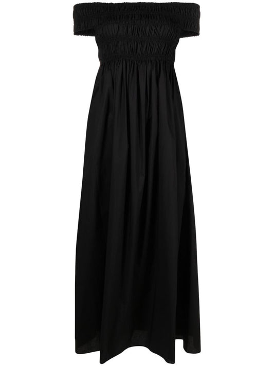 Black Off-the-shoulder Midi Dress