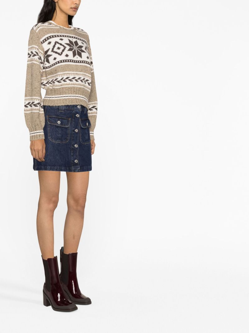 Neutral Jacquard-knit Sweater