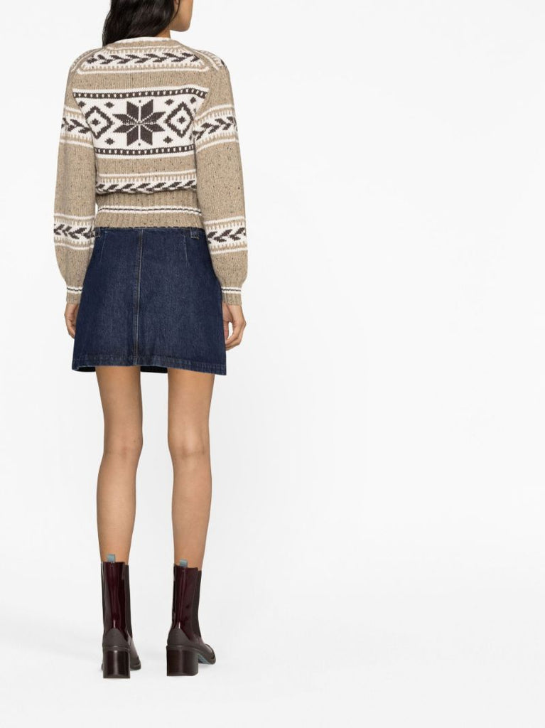 Neutral Jacquard-knit Sweater