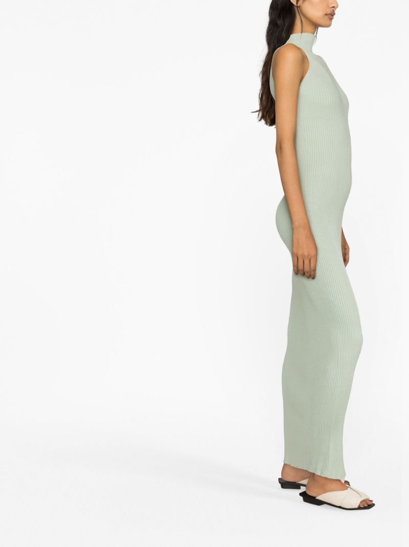 Green Ribbed Knit Maxi Dress