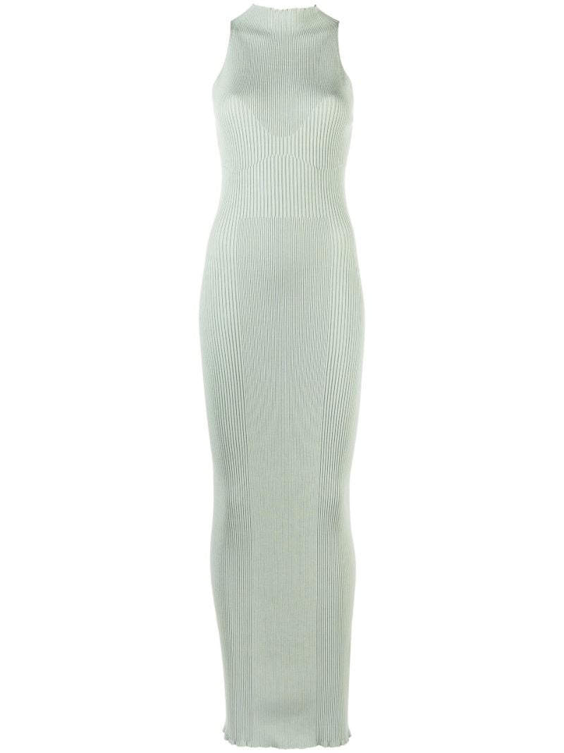 Green Ribbed Knit Maxi Dress