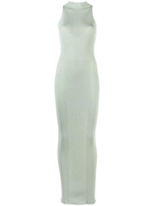 Green Ribbed Knit Maxi Dress