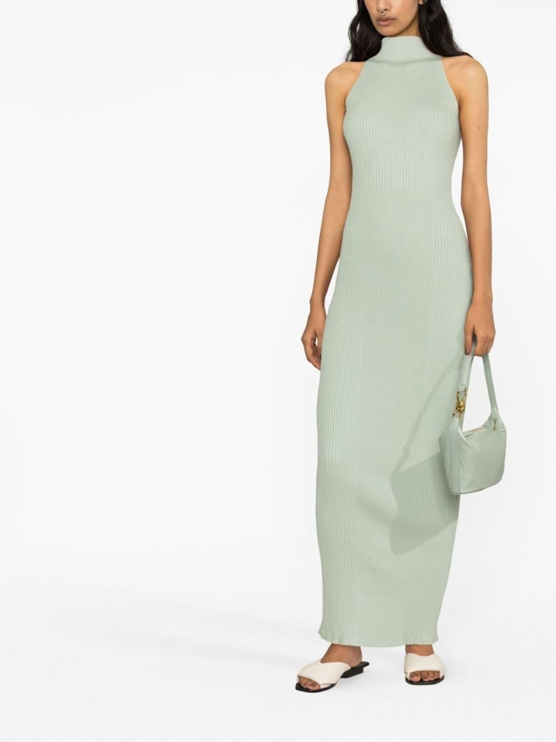Green Ribbed Knit Maxi Dress