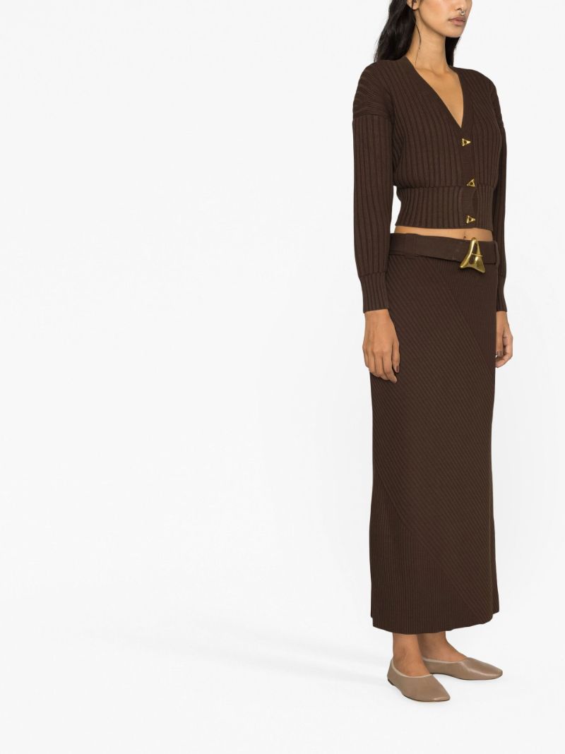 Brown Belted Knit Skirt