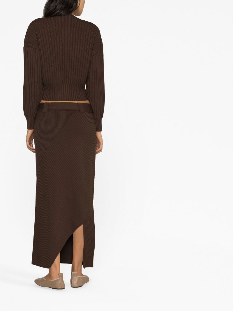 Brown Belted Knit Skirt