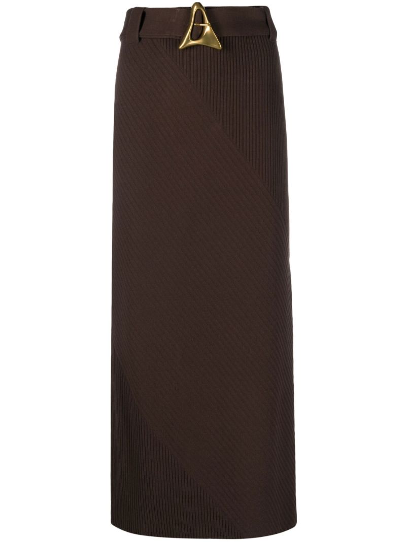 Brown Belted Knit Skirt