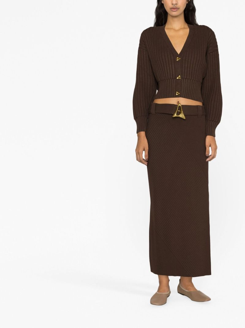 Brown Belted Knit Skirt