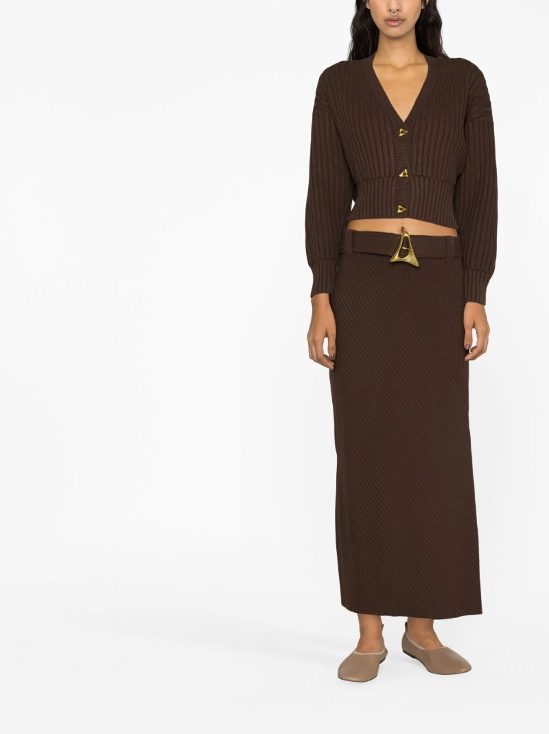 Brown Mount Ribbed-knit Cardigan