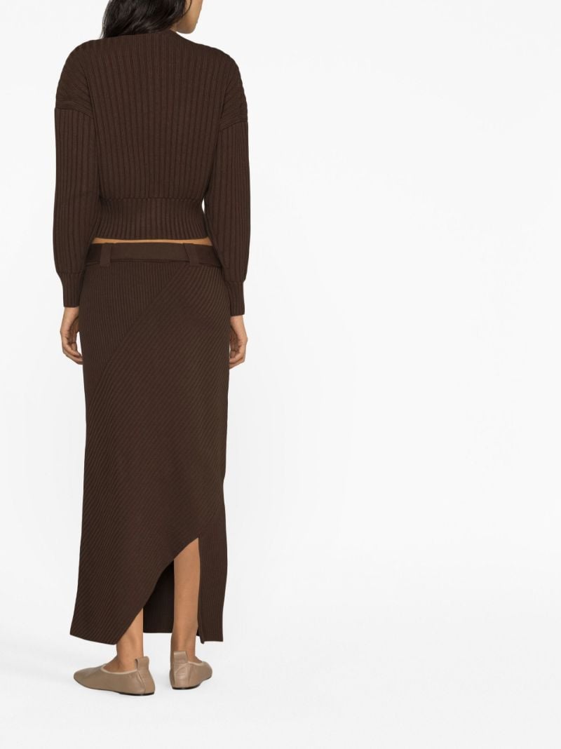 Brown Mount Ribbed-knit Cardigan