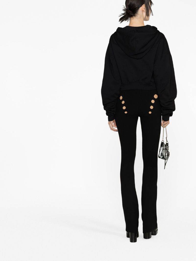 Black Embroidered Logo Cropped Hoodie