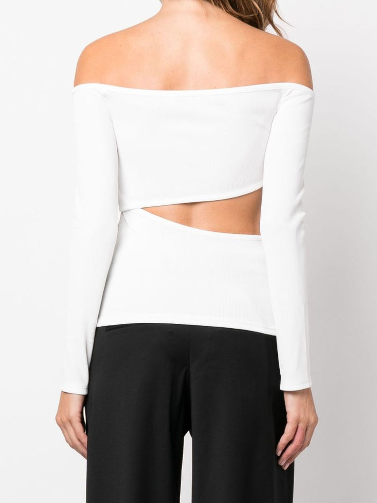 White Embellished Off-the-shoulder Top
