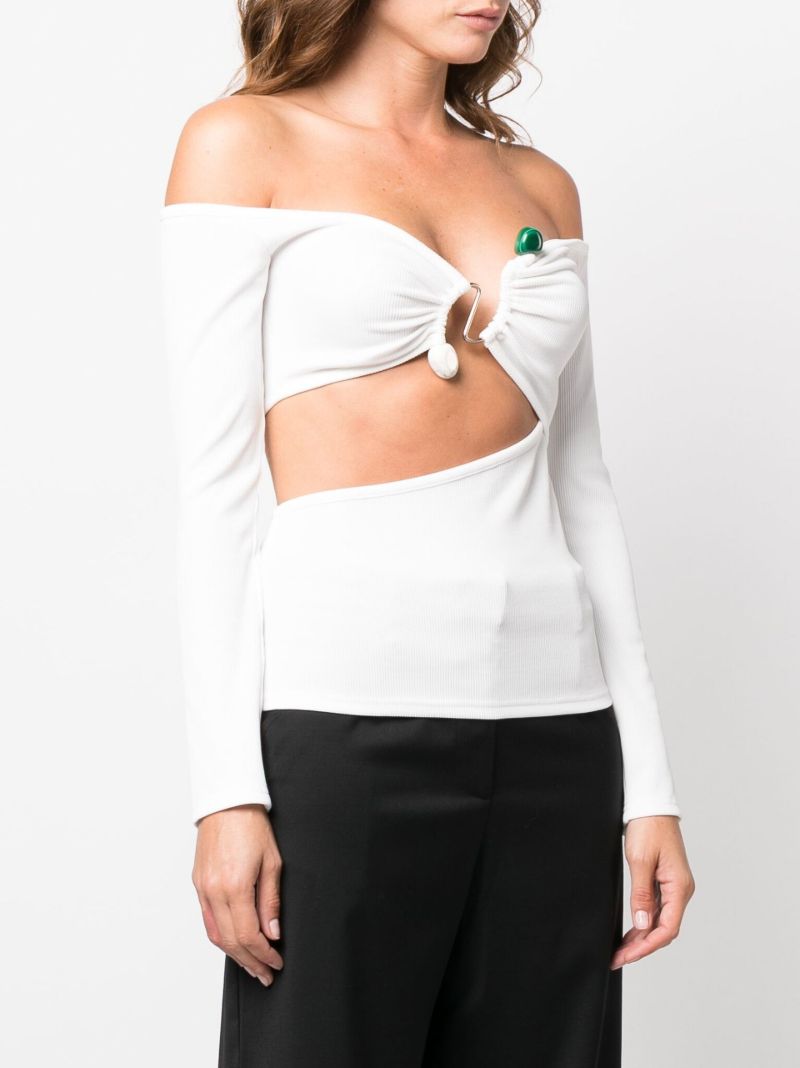 White Embellished Off-the-shoulder Top
