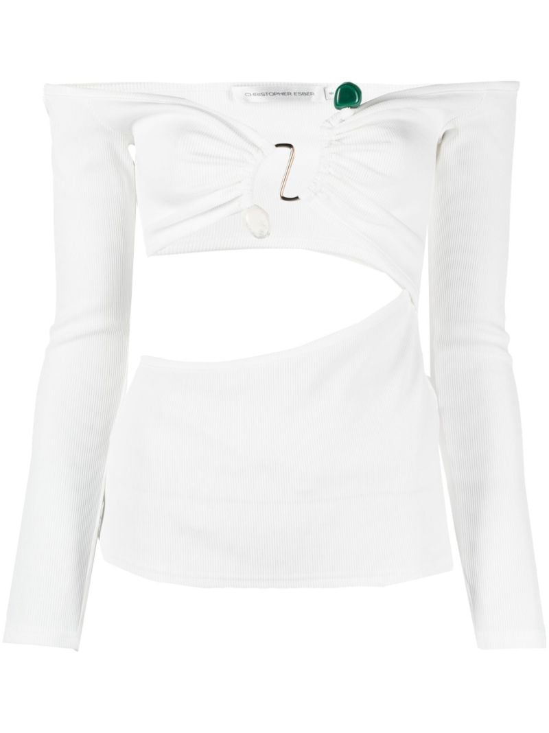 White Embellished Off-the-shoulder Top