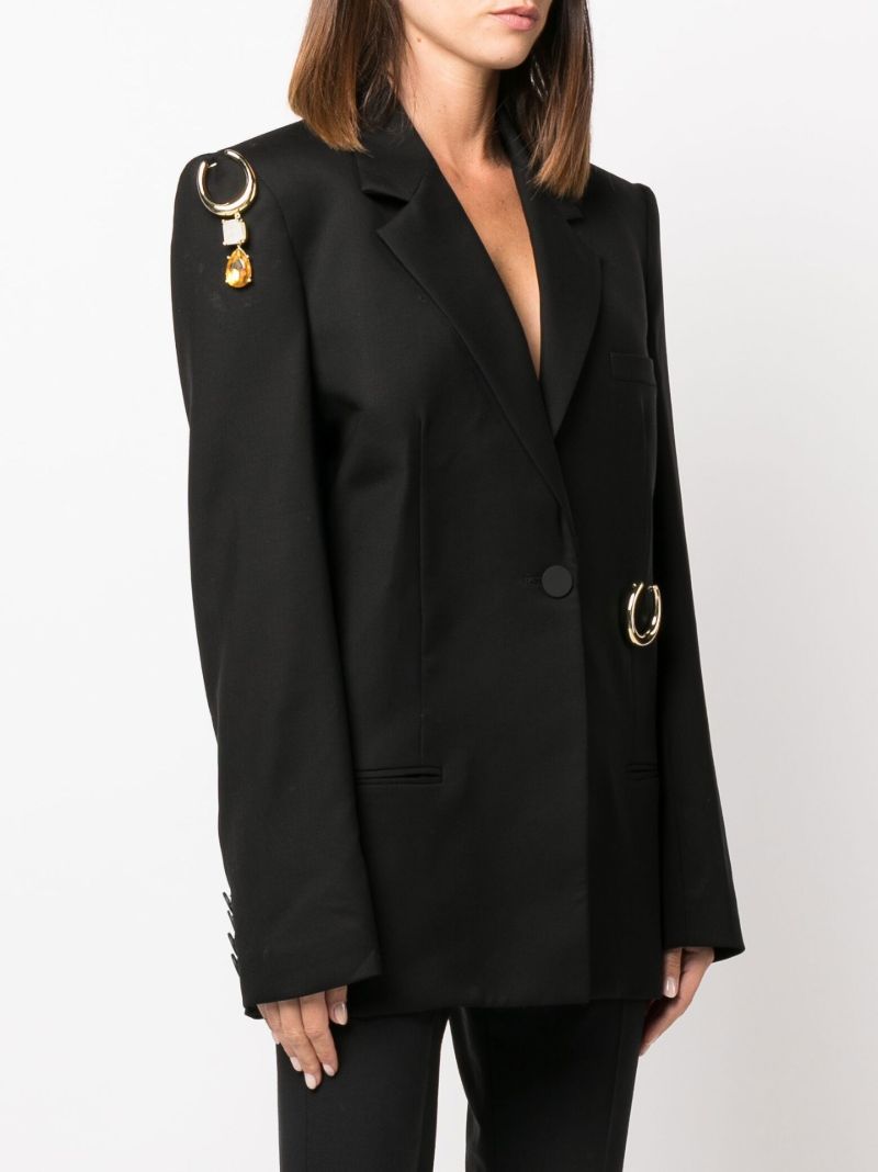 Black Pierced Tailored Wool Blazer