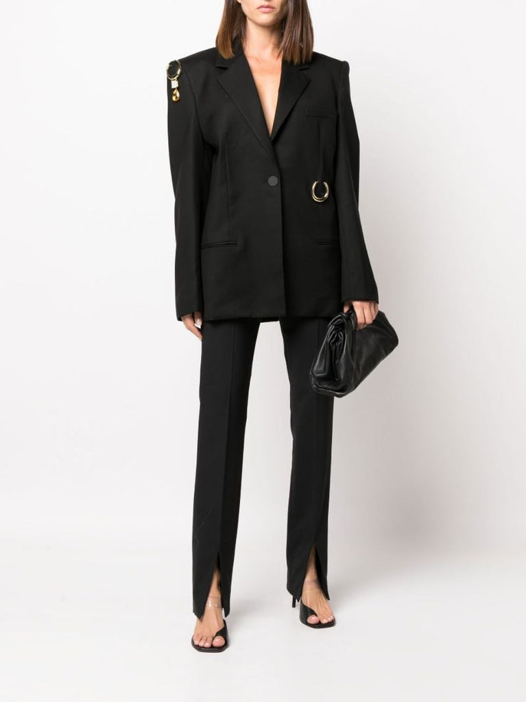 Black Pierced Tailored Wool Blazer