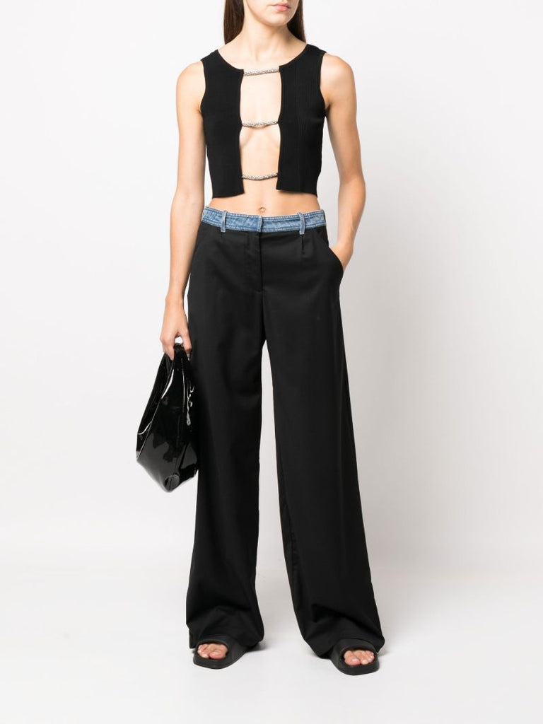 Black Lattice Knitted Vest Top