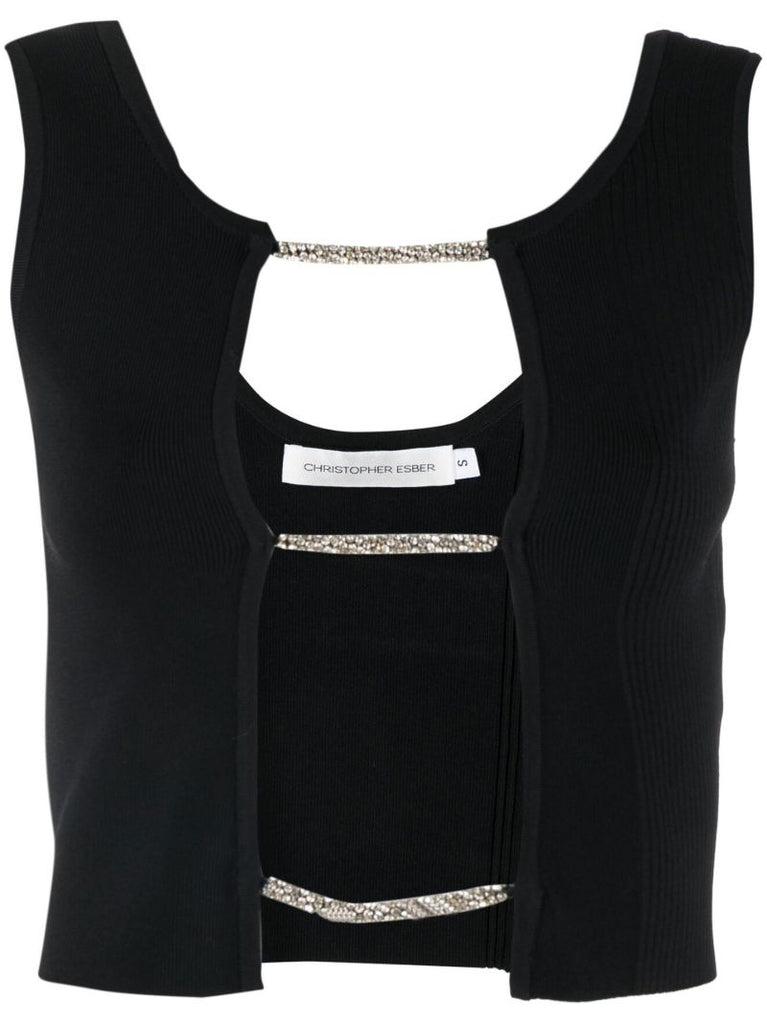 Black Lattice Knitted Vest Top