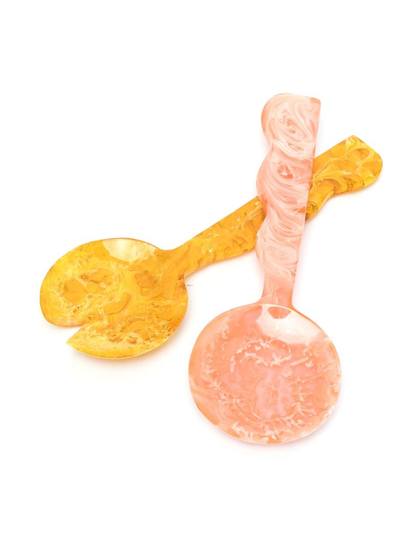 Pink Mustique Ripple Salad Serving Set