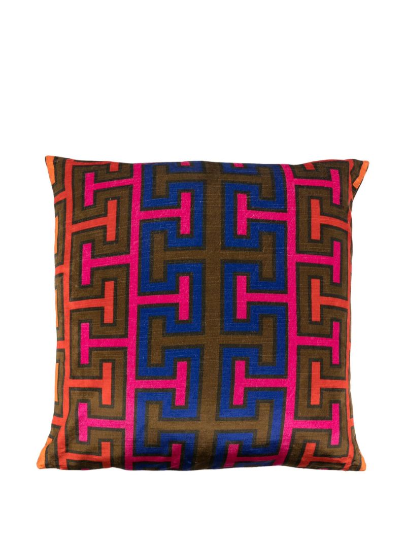 Brown Abstract-print Cushion