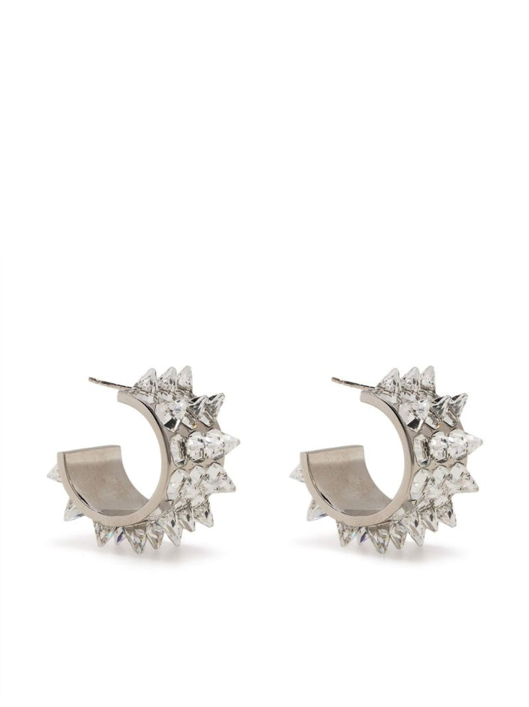 Silver-tone Karma Spike Hoop Earrings