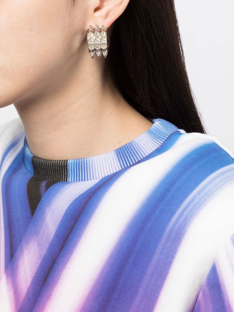 Silver-tone Karma Spike Hoop Earrings