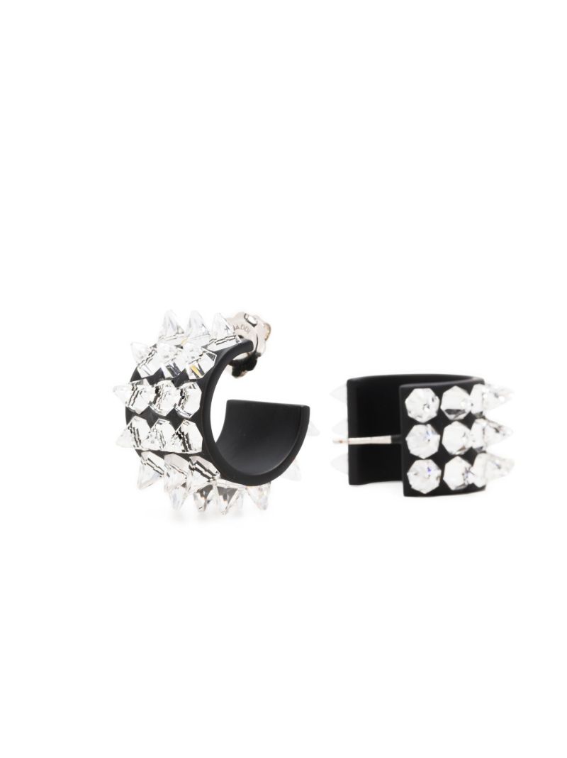 Silver-tone Small Karma Crystal-embellished Hoop Earrings