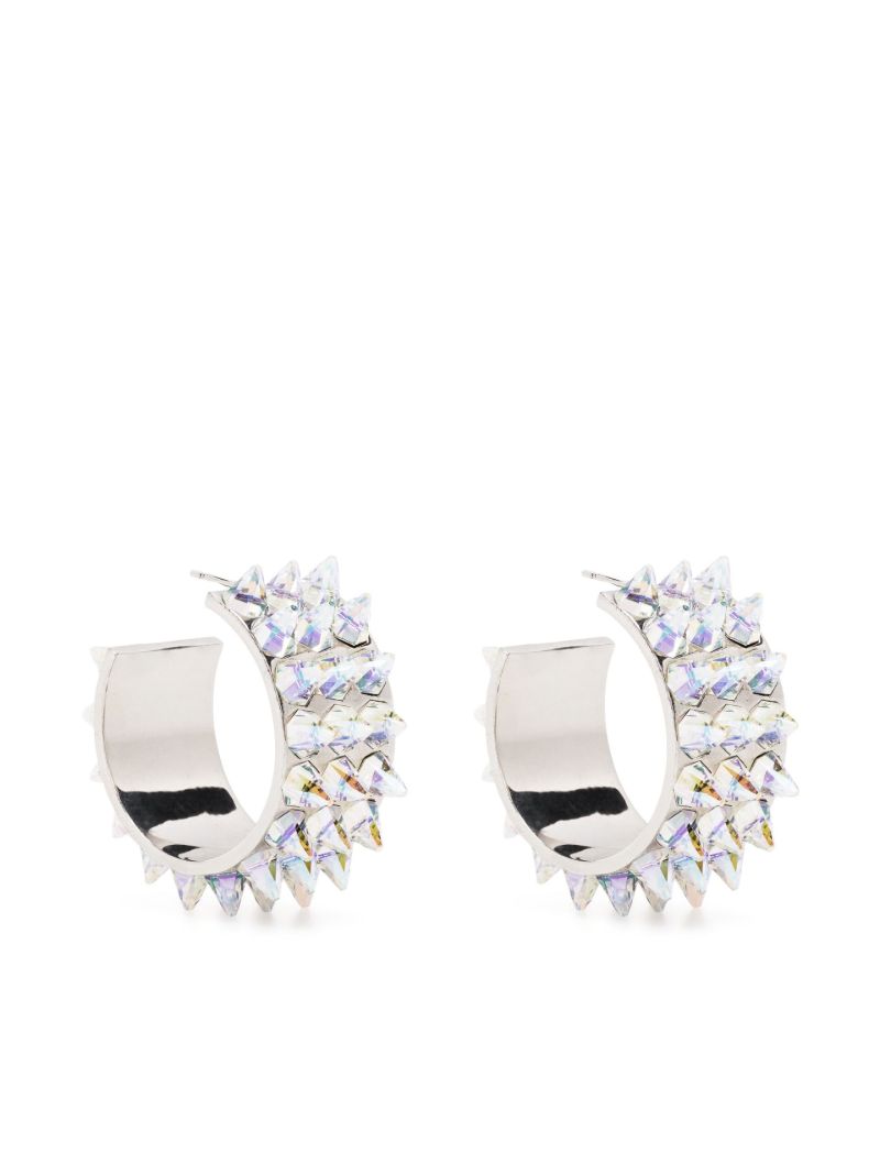 Silver-tone Large Karma Crystal Spike Hoop Earrings