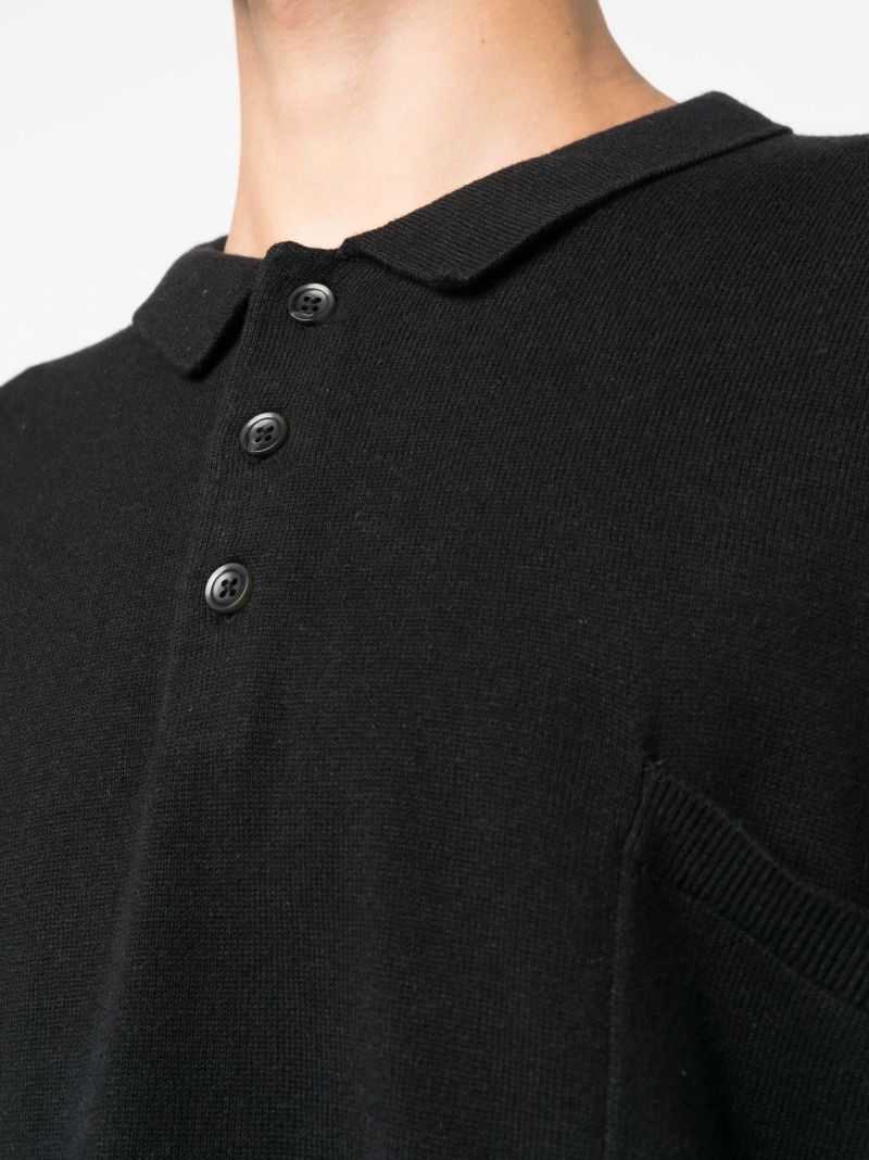 Black Long Sleeve Polo Top