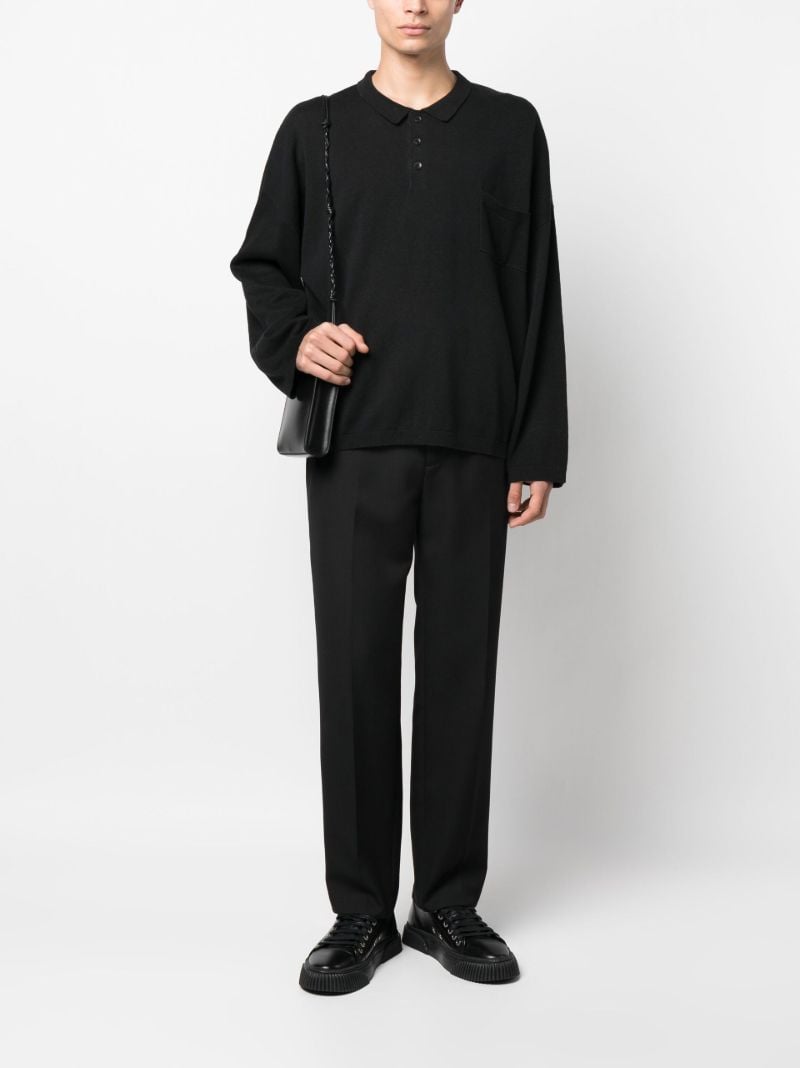 Black Long Sleeve Polo Top