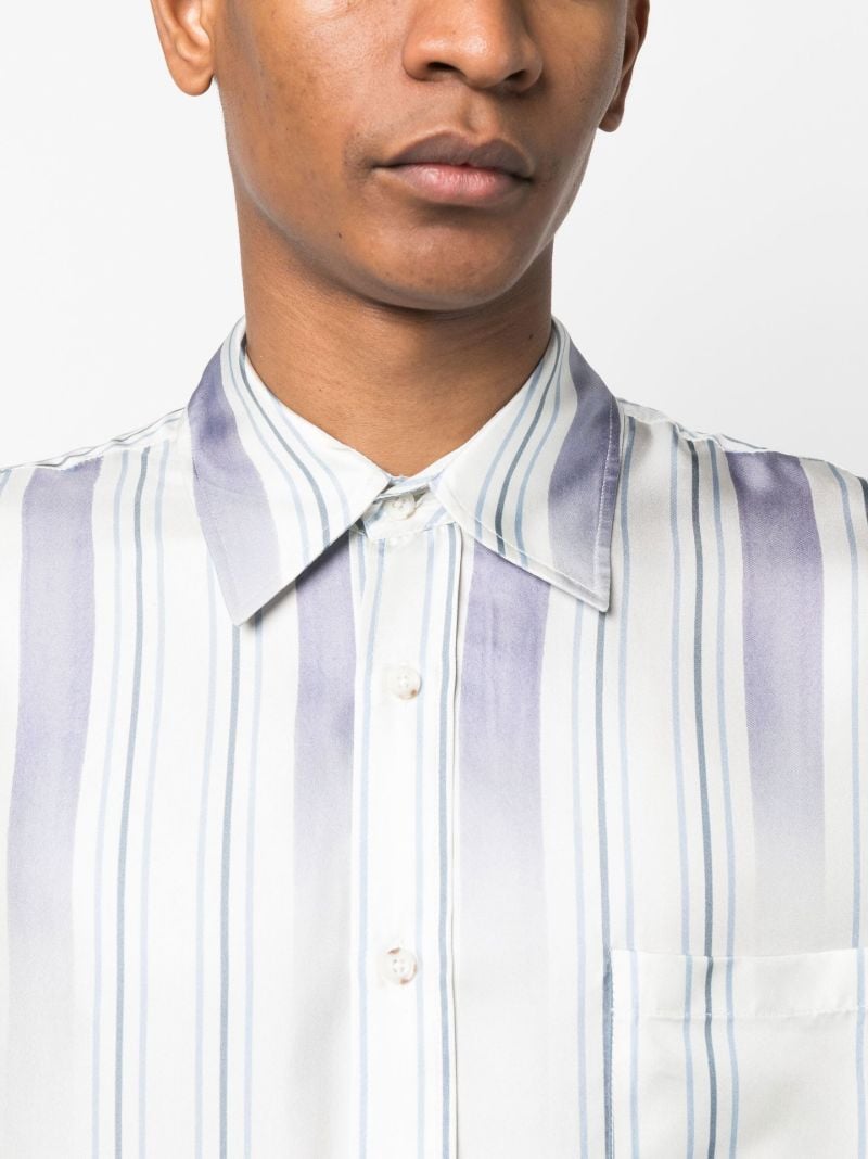 White Faded Stripe Silk Shirt