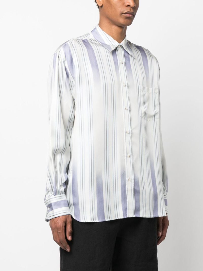 White Faded Stripe Silk Shirt