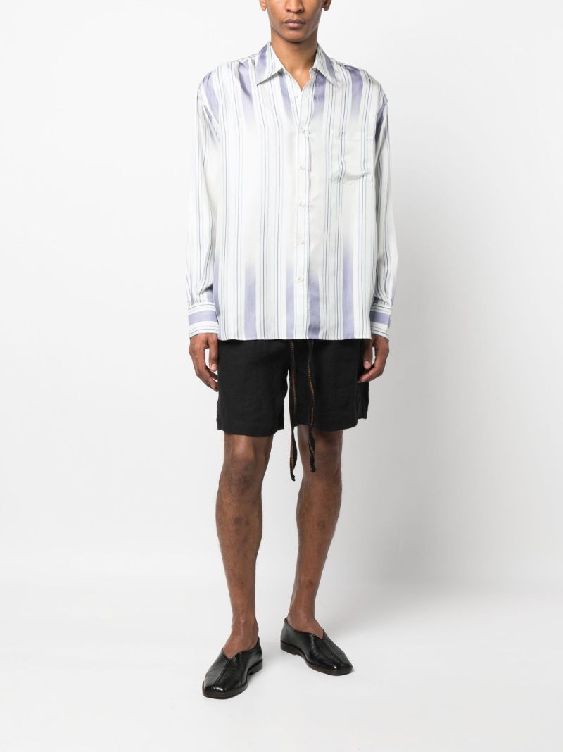 White Faded Stripe Silk Shirt