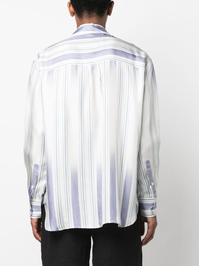 White Faded Stripe Silk Shirt